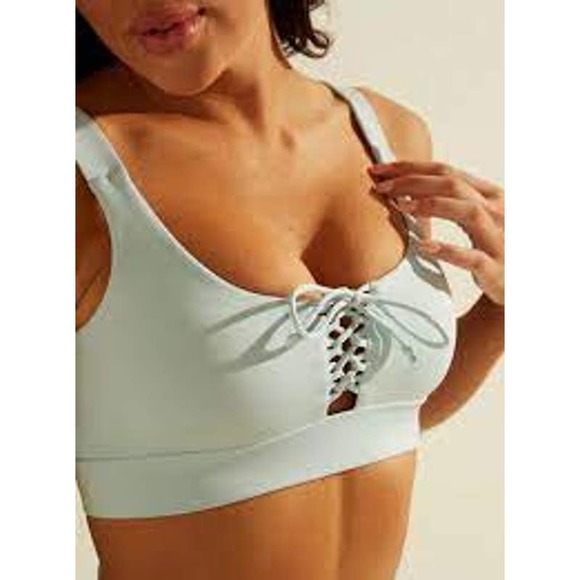 GUESS Women's Lace Up Active Sports Bra Blue  small - Picture 1 of 9